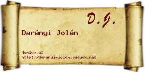 Darányi Jolán névjegykártya